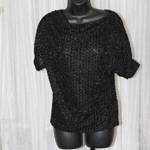 Voice‎.   Sequined Short Sleeve Shirt.  Sz. S